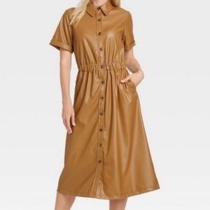 Who What Wear Faux Leather Midi Dress